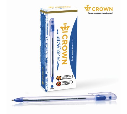 Ручка шариковая масляная CROWN "Oil Jell", СИНЯЯ, узел 0,7 мм, линия письма 0,5 мм, OJ-500B Ручка шариковая масляная CROWN "Oil Jell", СИНЯЯ, узел 0,7 мм, линия письма 0,5 мм, OJ-500B