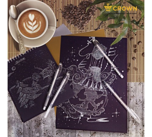 Ручка гелевая CROWN "Hi-Jell Pastel", БЕЛАЯ, корпус тонированный белый, узел 0,8 мм, линия письма 0,5 мм, HJR-500P Ручка гелевая CROWN "Hi-Jell Pastel", БЕЛАЯ, корпус тонированный белый, узел 0,8 мм, линия письма 0,5 мм, HJR-500P
