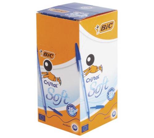 Ручка шариковая масляная BIC "Cristal Soft", СИНЯЯ, корпус тонированный, узел 1,2 мм, линия 0,35 мм, 951434 Ручка шариковая масляная BIC "Cristal Soft", СИНЯЯ, корпус тонированный, узел 1,2 мм, линия 0,35 мм, 951434