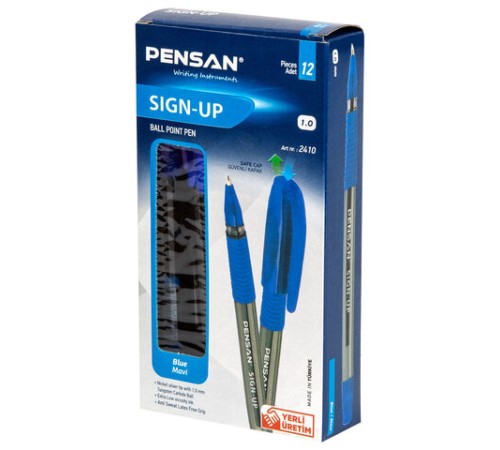 Ручка шариковая масляная с грипом PENSAN "Sign-Up", СИНЯЯ, 1 мм, линия письма 0,8 мм, 2410/12 Ручка шариковая масляная с грипом PENSAN "Sign-Up", СИНЯЯ, 1 мм, линия письма 0,8 мм, 2410/12