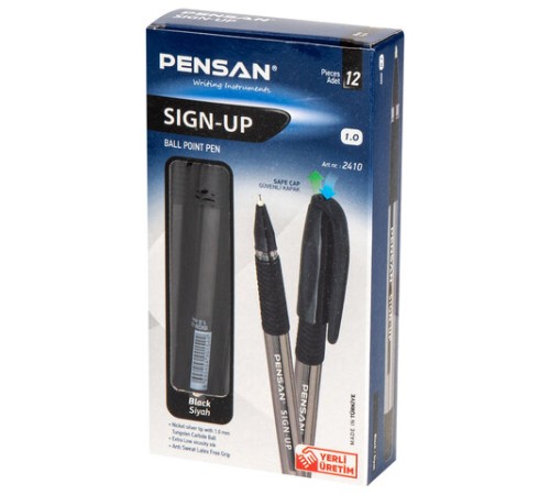 Ручка шариковая масляная с грипом PENSAN "Sign-Up", ЧЕРНАЯ, 1 мм, линия письма 0,8 мм, 2410/12 Ручка шариковая масляная с грипом PENSAN "Sign-Up", ЧЕРНАЯ, 1 мм, линия письма 0,8 мм, 2410/12