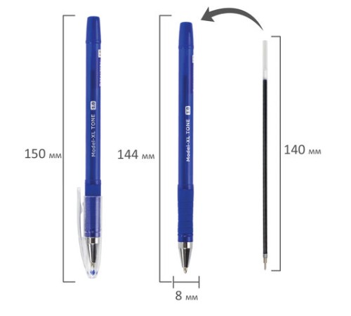 Ручка шариковая масляная с грипом BRAUBERG "Model-XL TONE", СИНЯЯ, узел 1,0 мм, линия письма 0,5 мм, 143248 Ручка шариковая масляная с грипом BRAUBERG "Model-XL TONE", СИНЯЯ, узел 1,0 мм, линия письма 0,5 мм, 143248