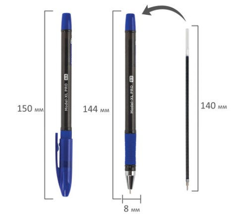 Ручка шариковая масляная с грипом BRAUBERG "Model-XL PRO", СИНЯЯ, узел 0,5 мм, линия письма 0,25 мм, 143249 Ручка шариковая масляная с грипом BRAUBERG "Model-XL PRO", СИНЯЯ, узел 0,5 мм, линия письма 0,25 мм, 143249