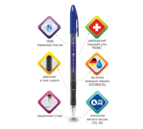 Ручка шариковая масляная BRAUBERG "Model-M PRO", СИНЯЯ, узел 0,5 мм, линия письма 0,25 мм, 143252 Ручка шариковая масляная BRAUBERG "Model-M PRO", СИНЯЯ, узел 0,5 мм, линия письма 0,25 мм, 143252