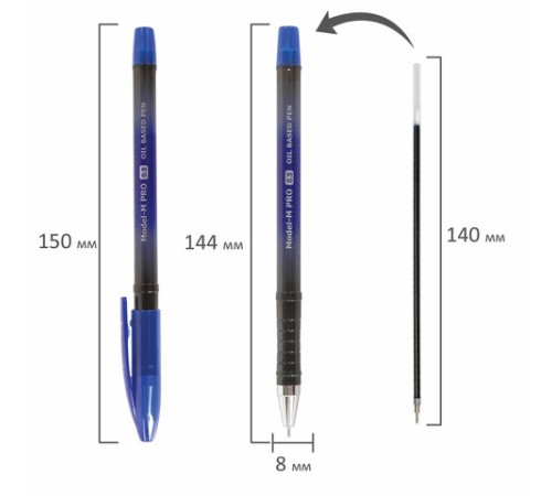 Ручка шариковая масляная BRAUBERG "Model-M PRO", СИНЯЯ, узел 0,5 мм, линия письма 0,25 мм, 143252 Ручка шариковая масляная BRAUBERG "Model-M PRO", СИНЯЯ, узел 0,5 мм, линия письма 0,25 мм, 143252