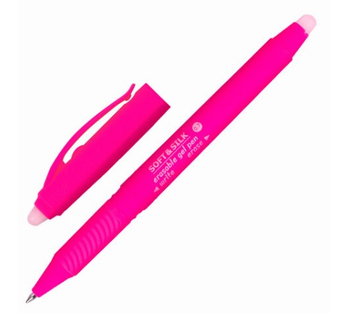 Ручка стираемая гелевая с грипом BRAUBERG "SOFT&SILK FRUITY", СИНЯЯ, корпус ассорти, узел 0,7 мм, 143254