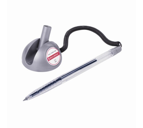 Ручка шариковая настольная BRAUBERG "Counter Pen", СИНЯЯ, пружинка, корпус серебристый, 0,5 мм, 143258 Ручка шариковая настольная BRAUBERG "Counter Pen", СИНЯЯ, пружинка, корпус серебристый, 0,5 мм, 143258