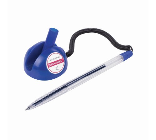Ручка шариковая настольная BRAUBERG "Counter Pen", СИНЯЯ, пружинка, корпус синий, 0,5 мм, 143259 Ручка шариковая настольная BRAUBERG "Counter Pen", СИНЯЯ, пружинка, корпус синий, 0,5 мм, 143259