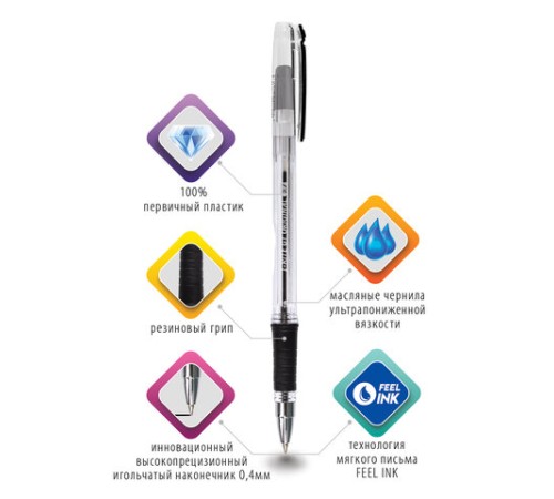 Ручка шариковая масляная с грипом BRAUBERG "i-Rite GT", ЧЕРНАЯ, корпус прозрачный, узел 0,7 мм,143301 Ручка шариковая масляная с грипом BRAUBERG "i-Rite GT", ЧЕРНАЯ, корпус прозрачный, узел 0,7 мм,143301