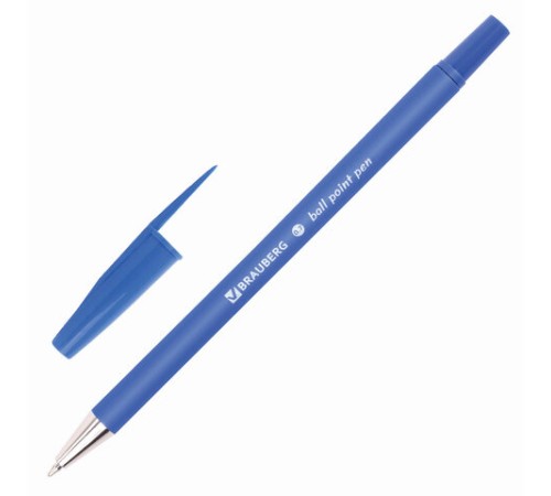 Ручка шариковая BRAUBERG "Capital-X", СИНЯЯ, корпус soft-touch синий, узел 0,7 мм, линия письма 0,35 мм, 143341, BP253