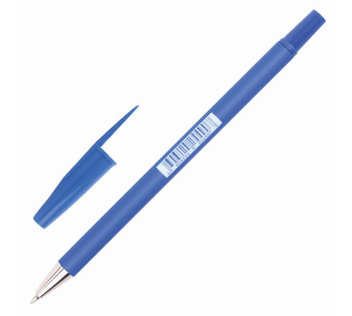 Ручка шариковая BRAUBERG "Capital-X", СИНЯЯ, корпус soft-touch синий, узел 0,7 мм, линия письма 0,35 мм, 143341, BP253