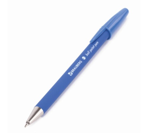 Ручка шариковая BRAUBERG "Capital-X", СИНЯЯ, корпус soft-touch синий, узел 0,7 мм, линия письма 0,35 мм, 143341, BP253