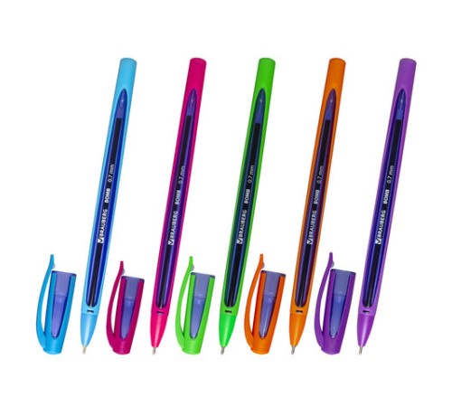 Ручка шариковая масляная BRAUBERG "BOMB GT Color", СИНЯЯ, прорезиненный корпус ассорти, узел 0,7 мм, линия письма 0,35 мм, 143346