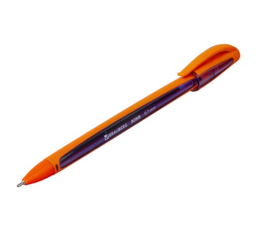 Ручка шариковая масляная BRAUBERG "BOMB GT Color", СИНЯЯ, прорезиненный корпус ассорти, узел 0,7 мм, линия письма 0,35 мм, 143346