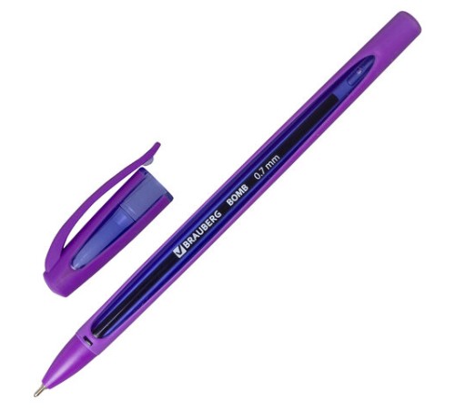 Ручка шариковая масляная BRAUBERG "BOMB GT Color", СИНЯЯ, прорезиненный корпус ассорти, узел 0,7 мм, линия письма 0,35 мм, 143346