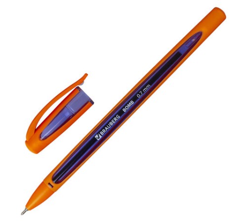 Ручка шариковая масляная BRAUBERG "BOMB GT Color", СИНЯЯ, прорезиненный корпус ассорти, узел 0,7 мм, линия письма 0,35 мм, 143346