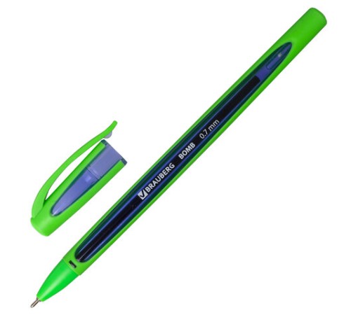 Ручка шариковая масляная BRAUBERG "BOMB GT Color", СИНЯЯ, прорезиненный корпус ассорти, узел 0,7 мм, линия письма 0,35 мм, 143346
