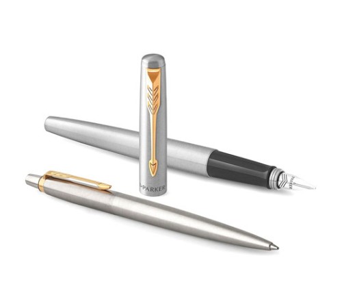 Набор PARKER "Jotter Stainless Steel GT": шариковая ручка синяя и перьевая ручка, 2093257 Набор PARKER "Jotter Stainless Steel GT": шариковая ручка синяя и перьевая ручка, 2093257