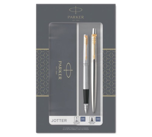 Набор PARKER "Jotter Stainless Steel GT": шариковая ручка синяя и перьевая ручка, 2093257 Набор PARKER "Jotter Stainless Steel GT": шариковая ручка синяя и перьевая ручка, 2093257