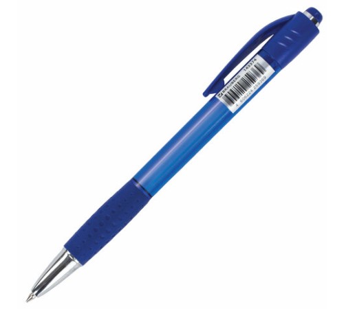 Ручка шариковая автоматическая с грипом BRAUBERG SUPER, СИНЯЯ, корпус синий, узел 0,7 мм, линия письма 0,35 мм, 143374