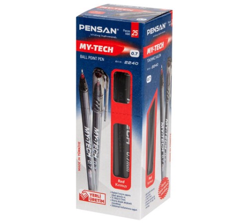 Ручка шариковая масляная PENSAN "My-Tech", КРАСНАЯ, игольчатый узел 0,7 мм, линия письма 0,35 мм, 2240/25 Ручка шариковая масляная PENSAN "My-Tech", КРАСНАЯ, игольчатый узел 0,7 мм, линия письма 0,35 мм, 2240/25