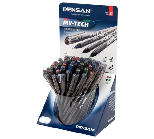 Ручка шариковая масляная PENSAN "My-Tech Colored", палитра классических цветов АССОРТИ, игольчатый узел 0,7 мм, линия 0,35 мм, дисплей, 2240, 2240/S60-4 Ручка шариковая масляная PENSAN "My-Tech Colored", палитра классических цветов АССОРТИ, игольчатый узел 0,7 мм, линия 0,35 мм, дисплей, 2240, 2240/S60-4