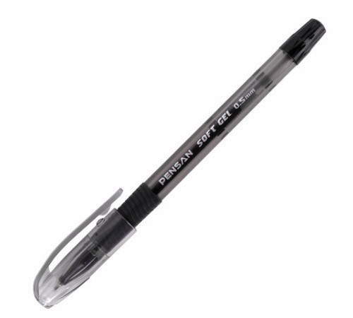 Ручка гелевая с грипом PENSAN "Soft Gel Fine", ЧЕРНАЯ, игольчатый узел 0,5 мм, линия 0,4 мм, 2420/12