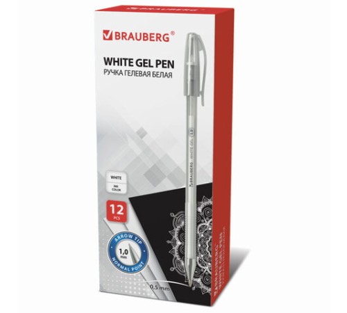 Ручка гелевая BRAUBERG "White Pastel", БЕЛАЯ, корпус прозрачный, узел 1 мм, линия письма 0,5 мм, 143417 Ручка гелевая BRAUBERG "White Pastel", БЕЛАЯ, корпус прозрачный, узел 1 мм, линия письма 0,5 мм, 143417