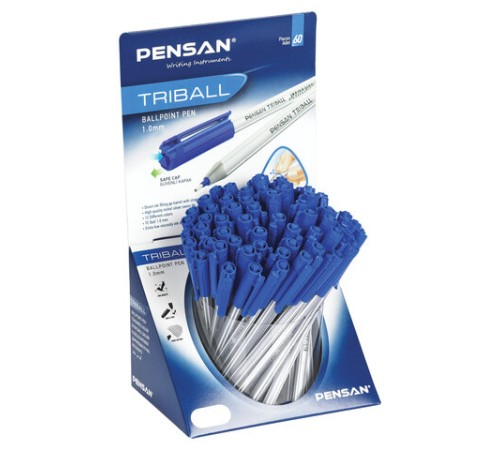 Ручка шариковая масляная PENSAN "Triball", СИНЯЯ, ДИСПЛЕЙ, трехгранная, узел 1 мм, линия письма 0,5 мм, 1003/S60 Ручка шариковая масляная PENSAN "Triball", СИНЯЯ, ДИСПЛЕЙ, трехгранная, узел 1 мм, линия письма 0,5 мм, 1003/S60