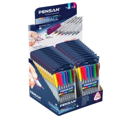 Ручки шариковые масляные PENSAN "Triball Colored", НАБОР 8 шт., АССОРТИ, узел 1 мм, линия письма 0,5 мм, 1003/PVC8 Ручки шариковые масляные PENSAN "Triball Colored", НАБОР 8 шт., АССОРТИ, узел 1 мм, линия письма 0,5 мм, 1003/PVC8