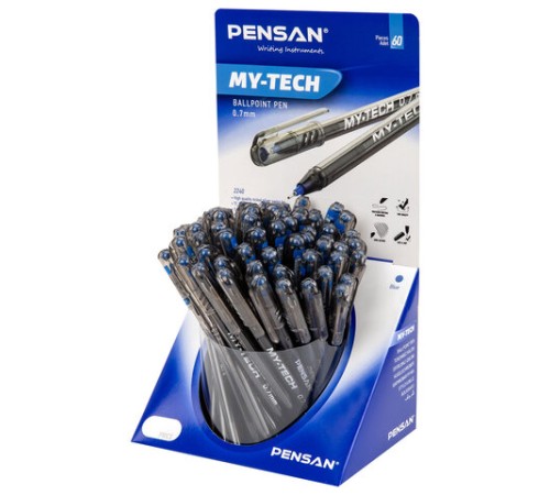Ручка шариковая масляная PENSAN "My-Tech", СИНЯЯ, ДИСПЛЕЙ, игольчатый узел 0,7 мм, линия письма 0,35 мм, 2240/S60 Ручка шариковая масляная PENSAN "My-Tech", СИНЯЯ, ДИСПЛЕЙ, игольчатый узел 0,7 мм, линия письма 0,35 мм, 2240/S60