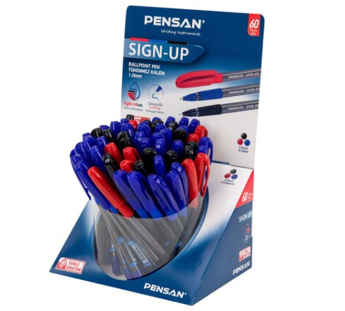 Ручка шариковая масляная с грипом PENSAN "Sign-Up", классические цвета АССОРТИ, ДИСПЛЕЙ, линия письма 0,8 мм, 2410/S60 Ручка шариковая масляная с грипом PENSAN "Sign-Up", классические цвета АССОРТИ, ДИСПЛЕЙ, линия письма 0,8 мм, 2410/S60