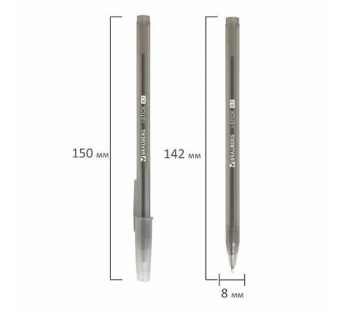 Ручка шариковая BRAUBERG "i-STICK", ЧЕРНАЯ, пишущий узел 0,7 мм, линия письма 0,35 мм, 143443