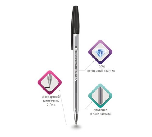 Ручка шариковая BRAUBERG "M-500 CLASSIC", ЧЕРНАЯ, корпус прозрачный, узел 0,7 мм, линия письма 0,35 мм, 143445 Ручка шариковая BRAUBERG "M-500 CLASSIC", ЧЕРНАЯ, корпус прозрачный, узел 0,7 мм, линия письма 0,35 мм, 143445