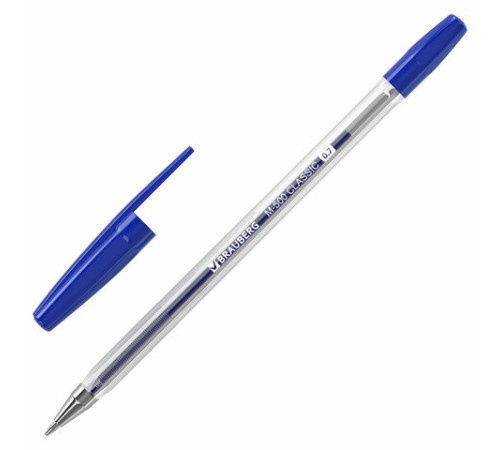 Ручки шариковые BRAUBERG "M-500 CLASSIC", НАБОР 4 шт., СИНИЕ, узел 0,7 мм, линия письма 0,35 мм, 143453