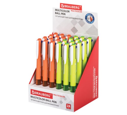 Ручка многоцветная шариковая автоматическая BRAUBERG "MULTICOLOR", 4 ЦВЕТА, корпус ассорти, линия 0,35 мм, 143458 Ручка многоцветная шариковая автоматическая BRAUBERG "MULTICOLOR", 4 ЦВЕТА, корпус ассорти, линия 0,35 мм, 143458