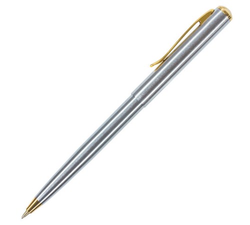 Ручка подарочная шариковая BRAUBERG Maestro, СИНЯЯ, корпус серебристый с золотистым, линия письма 0,5 мм, 143468