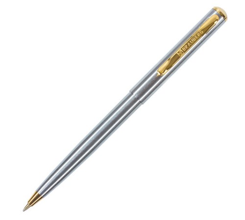 Ручка подарочная шариковая BRAUBERG Maestro, СИНЯЯ, корпус серебристый с золотистым, линия письма 0,5 мм, 143468