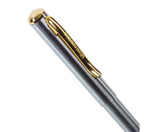 Ручка подарочная шариковая BRAUBERG Maestro, СИНЯЯ, корпус серебристый с золотистым, линия письма 0,5 мм, 143468