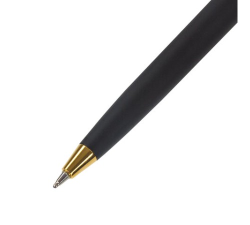 Ручка подарочная шариковая BRAUBERG "Maestro", СИНЯЯ, корпус черный с золотистым, линия письма 0,5 мм, 143470