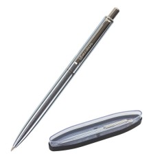Ручка подарочная шариковая BRAUBERG Larghetto, СИНЯЯ, корпус серебристый с хромированными деталями, линия письма 0,5 мм, 143474