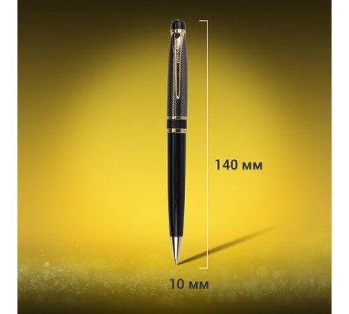 Ручка подарочная шариковая BRAUBERG Sonata, СИНЯЯ, корпус золотистый с черным, линия письма 0,5 мм, 143483