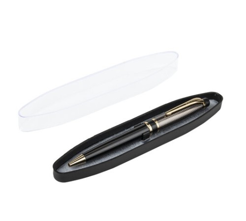 Ручка подарочная шариковая BRAUBERG Sonata, СИНЯЯ, корпус золотистый с черным, линия письма 0,5 мм, 143483