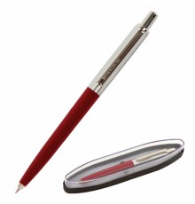 Ручка подарочная шариковая BRAUBERG Soprano, СИНЯЯ, корпус серебристый с бордовым, 0,5мм, 143485