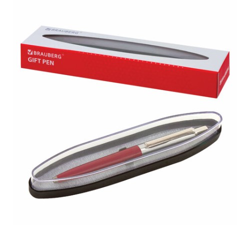 Ручка подарочная шариковая BRAUBERG Soprano, СИНЯЯ, корпус серебристый с бордовым, 0,5мм, 143485 Ручка подарочная шариковая BRAUBERG Soprano, СИНЯЯ, корпус серебристый с бордовым, 0,5мм, 143485