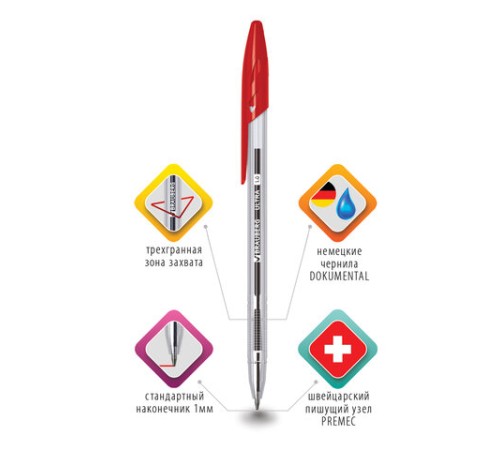Ручка шариковая BRAUBERG "ULTRA", КРАСНАЯ, узел 1 мм, чернила ГЕРМАНИЯ, наконечник ШВЕЙЦАРИЯ, 143560 Ручка шариковая BRAUBERG "ULTRA", КРАСНАЯ, узел 1 мм, чернила ГЕРМАНИЯ, наконечник ШВЕЙЦАРИЯ, 143560