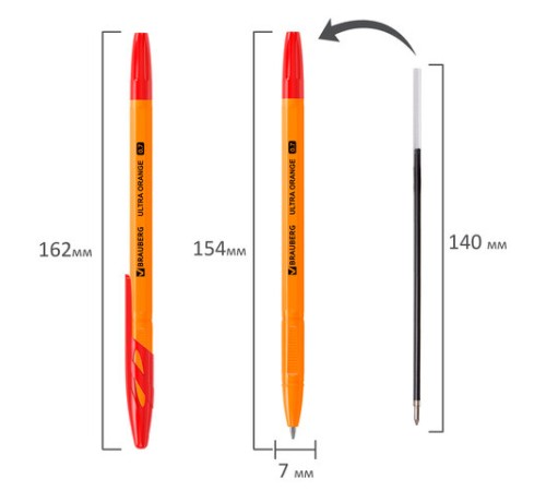Ручка шариковая BRAUBERG "ULTRA ORANGE", КРАСНАЯ, узел 0,7 мм, чернила ГЕРМАНИЯ, наконечник ШВЕЙЦАРИЯ, 143564 Ручка шариковая BRAUBERG "ULTRA ORANGE", КРАСНАЯ, узел 0,7 мм, чернила ГЕРМАНИЯ, наконечник ШВЕЙЦАРИЯ, 143564
