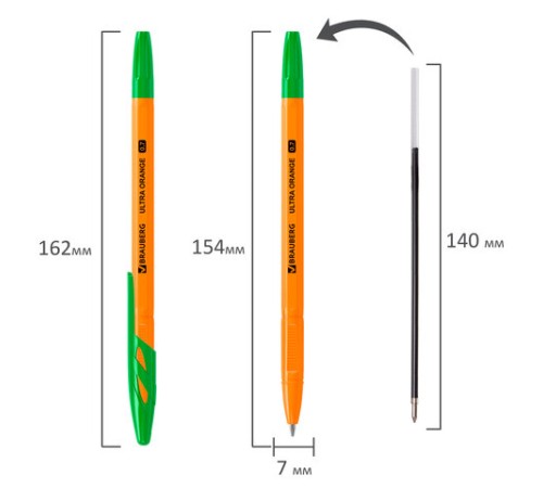 Ручка шариковая BRAUBERG "ULTRA ORANGE", ЗЕЛЕНАЯ, узел 0,7 мм, чернила ГЕРМАНИЯ, наконечник ШВЕЙЦАРИЯ, 143565 Ручка шариковая BRAUBERG "ULTRA ORANGE", ЗЕЛЕНАЯ, узел 0,7 мм, чернила ГЕРМАНИЯ, наконечник ШВЕЙЦАРИЯ, 143565