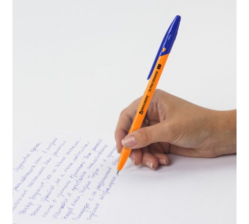Ручки шариковые BRAUBERG "ULTRA ORANGE", СИНИЕ, НАБОР 10 штук, корпус оранжевый, узел 0,7 мм, 143571