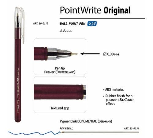 Ручка шариковая BRUNO VISCONTI PointWrite, СИНЯЯ, Original, корпус ассорти, линия письма 0,38 мм, 20-0210 Ручка шариковая BRUNO VISCONTI PointWrite, СИНЯЯ, Original, корпус ассорти, линия письма 0,38 мм, 20-0210